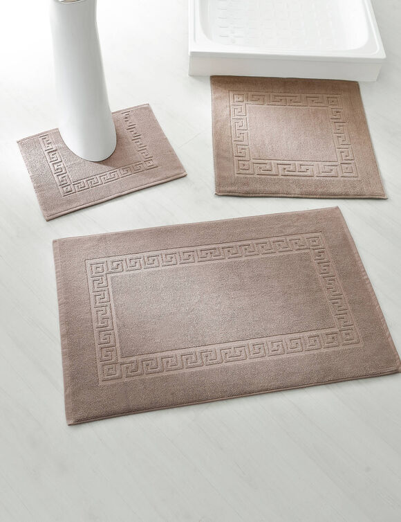 Tapis de bain éponge liteau motif frise grecque (taupe)