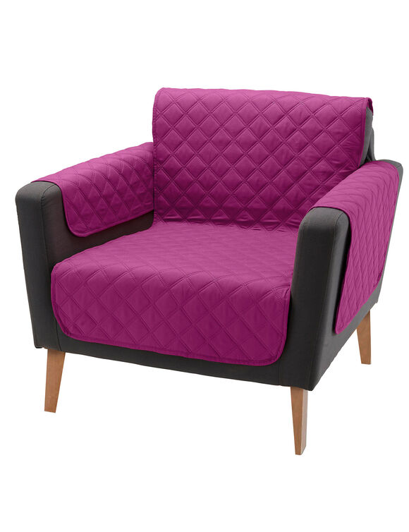 Protège-salon réversible microfibre matelassé (prune)