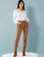 Rechte broek met deelnaden, speciaal voor kleine lengtes (hazelnootbruin)