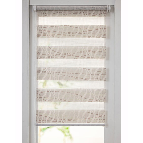 Store jour/nuit motif serpentins (taupe / blanc)