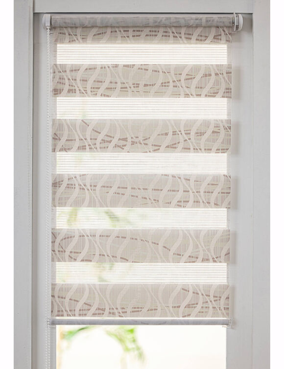 Store jour/nuit motif serpentins (taupe / blanc)