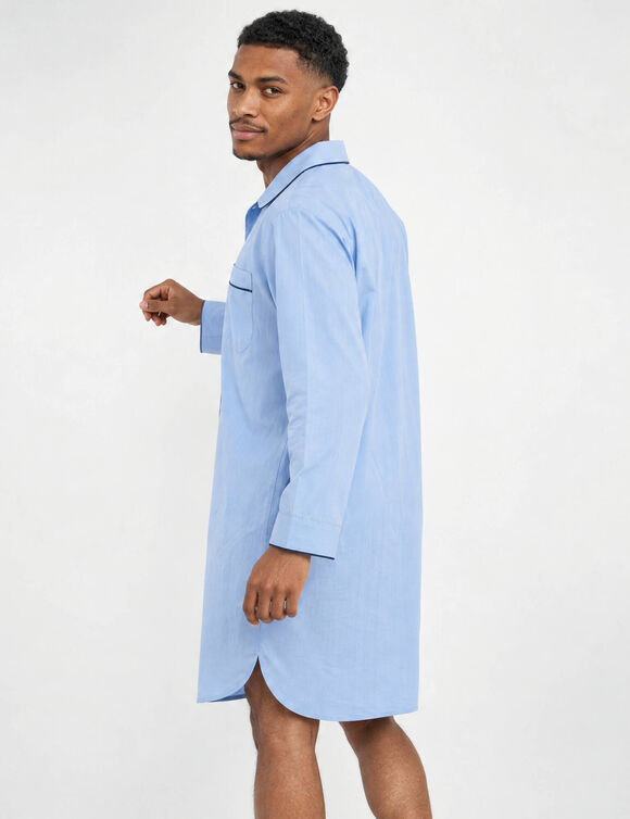 Liquette pyjama unie popeline coton (bleu ciel)