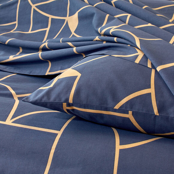 Bedlinnen Geoffroy in katoen met grafische motieven  (marine)