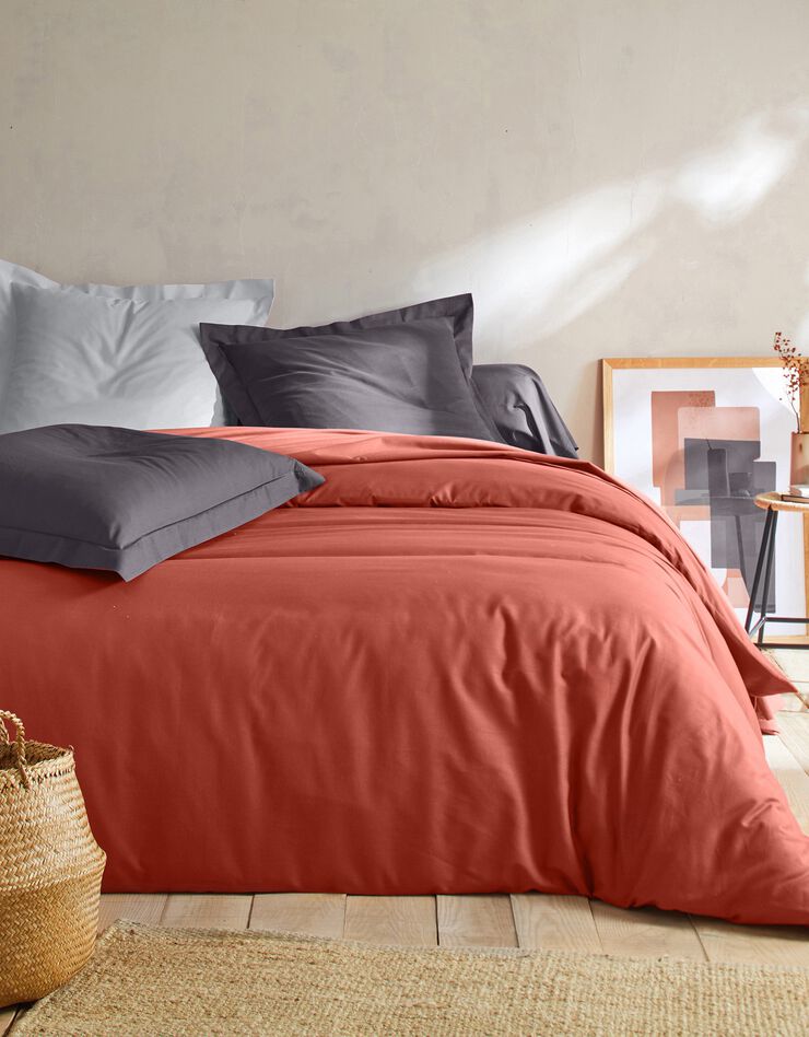 Linge de lit uni coton (terracotta)