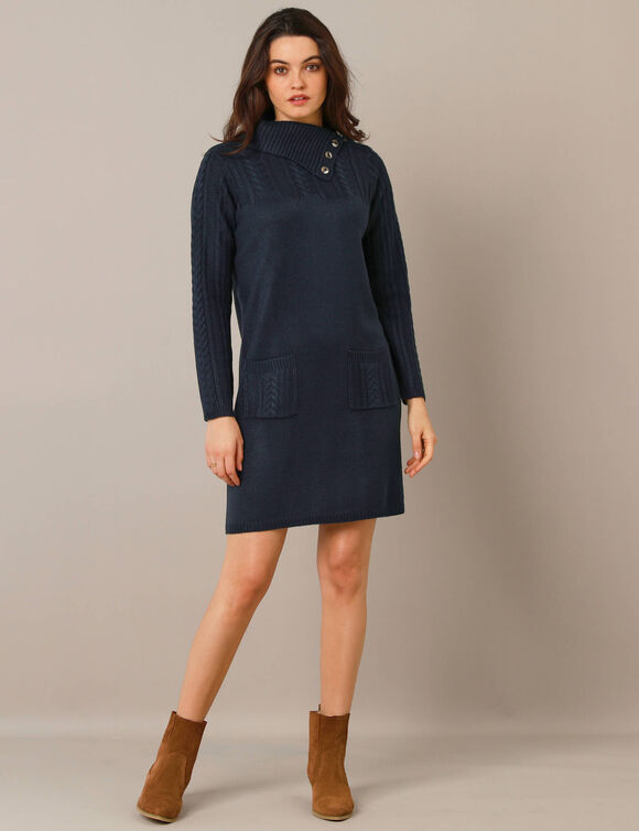 Robe pull maille torsadée (marine)