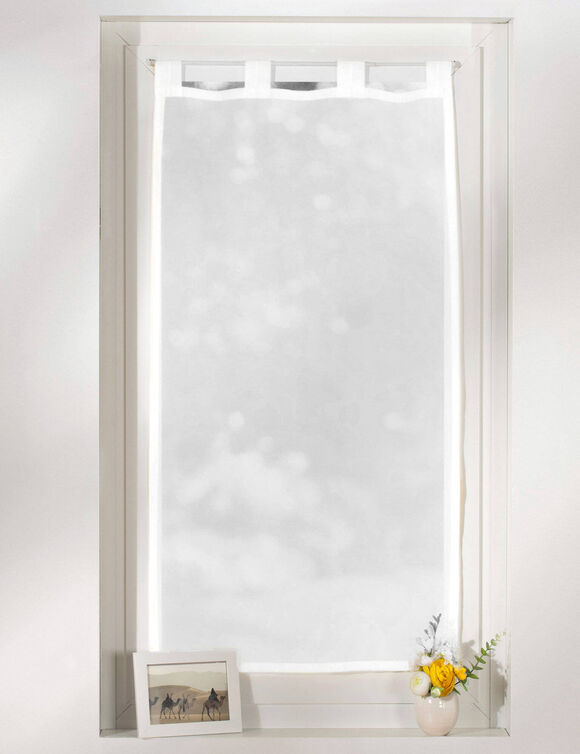 Vitrage droit voile uni finition pattes (blanc)