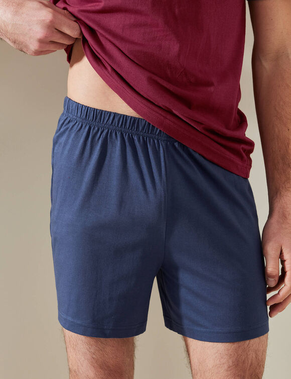 Pyjama short tricolore - lot de 2 (marine / bordeaux)