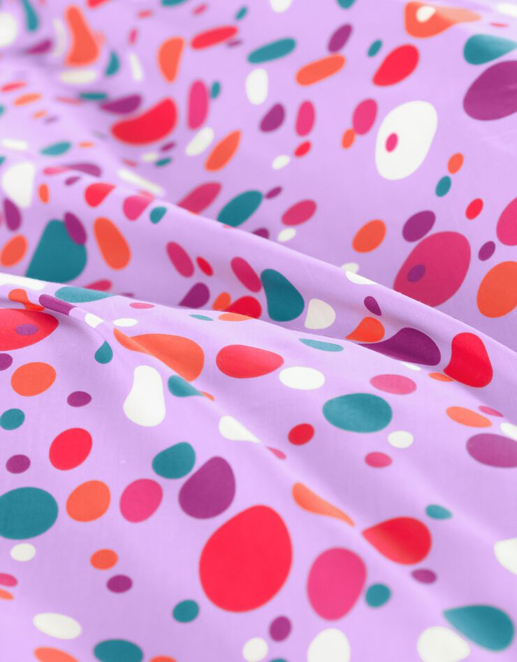 Linge de lit enfant Pétillant - coton imprimé bulles multicolores (parme)