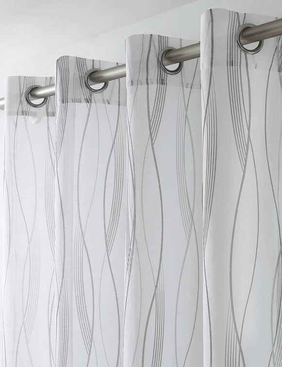 Panneau voilage motif vagues - finition &oelig;illets (gris)