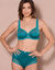 Gaineslip in glanstricot en kant Salford - set van 2 (laguneblauw + smaragd)