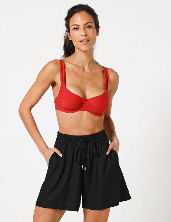 Short large fluide uni, viscose (noir)