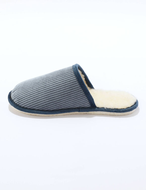 Pantoufles mules velours. (bleu jean)