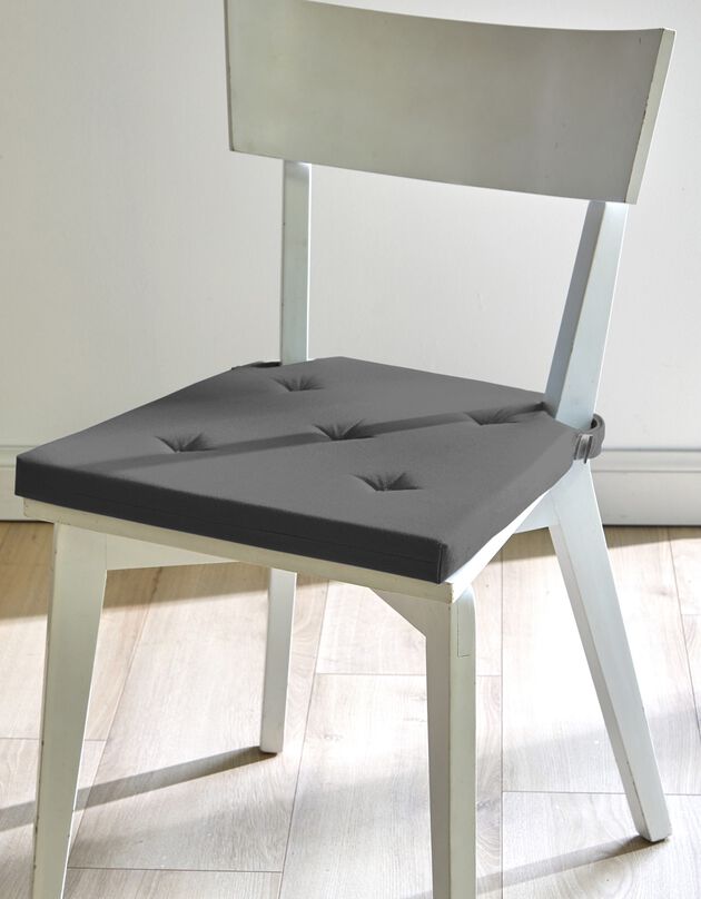 Galette de chaise unie carrée coton - lot de 2 (anthracite)