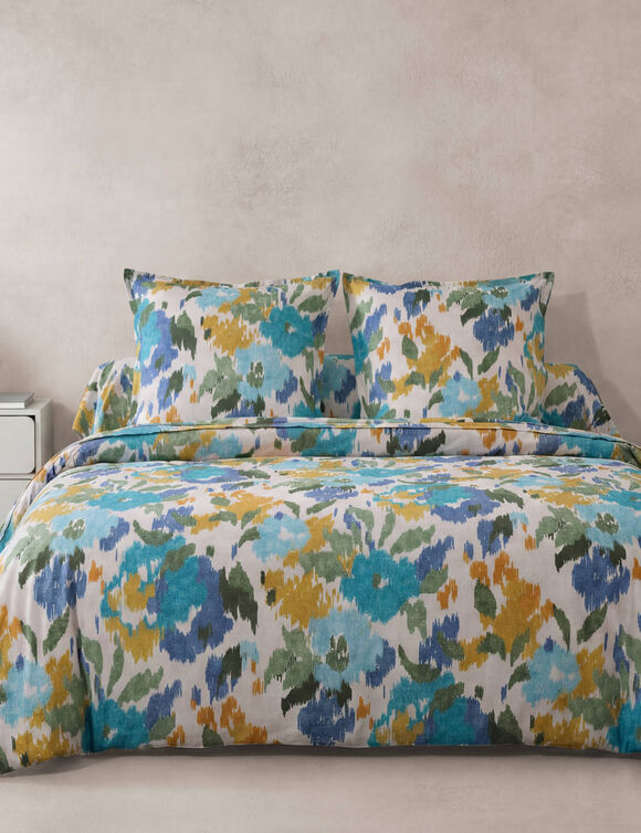 Linge de lit Andr&eacute;a - percale de coton imprim&eacute;e 80 fils/cm&sup2; (bleu)