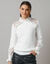 Pull col montant volant&eacute;, maille poilue et tulle brod&eacute; (&eacute;cru)