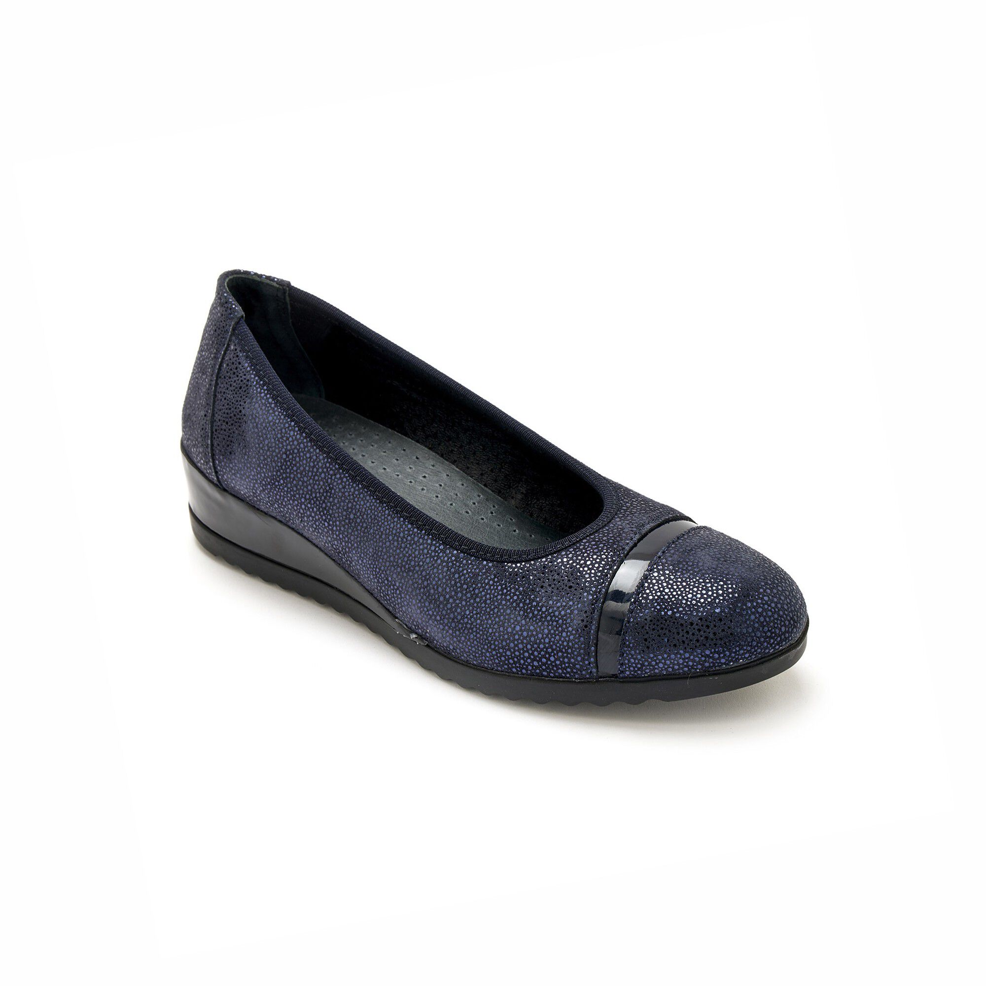 Ballerines cuir largeur confort P DICONFORT marine Blancheporte
