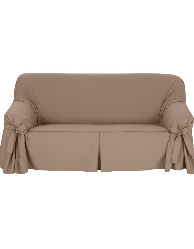 Housse bachette coton uni nouettes fauteuil canapés (taupe)