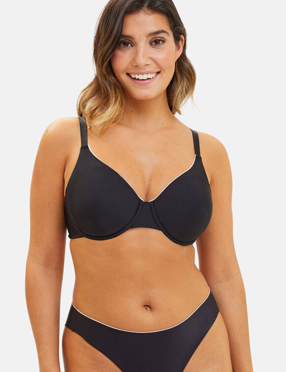 Soutien-gorge moulé microfibre satinée Unseen - avec armatures (noir)