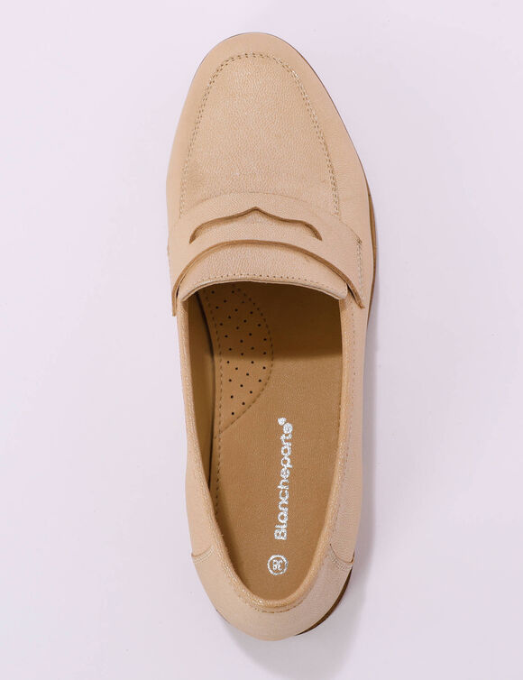 Mocassins cuir iris&eacute; dor&eacute; (goudkleur met ge&iuml;riseerde glans)