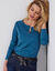 T-shirt met Tunesische hals en lange mouwen (Pruisisch blauw)