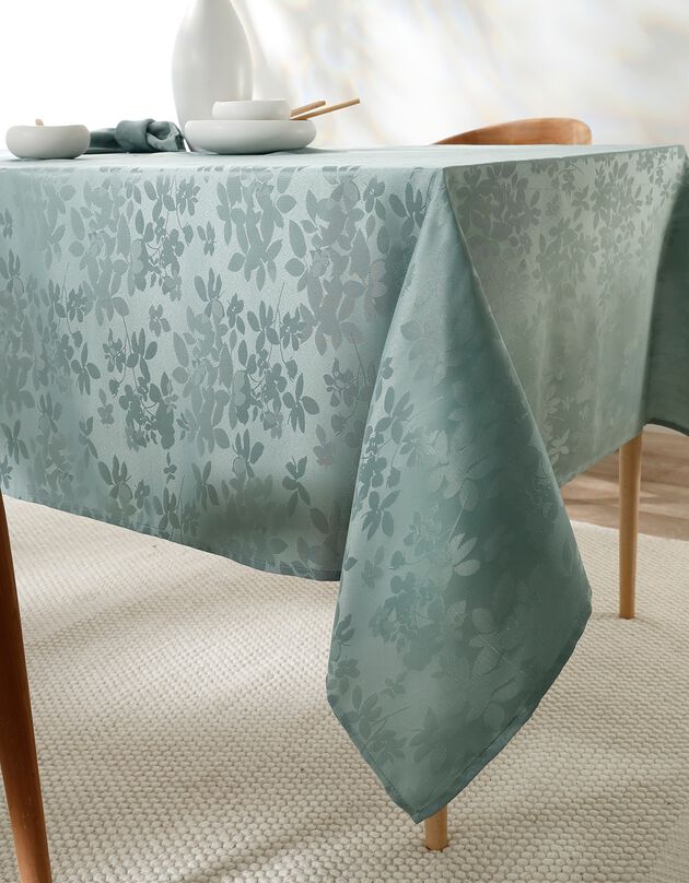 Damast tafellaken met bladerenprint Colombine® (eucalyptus)