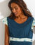 Chemise de nuit courte imprimé placé (bleu foncé)