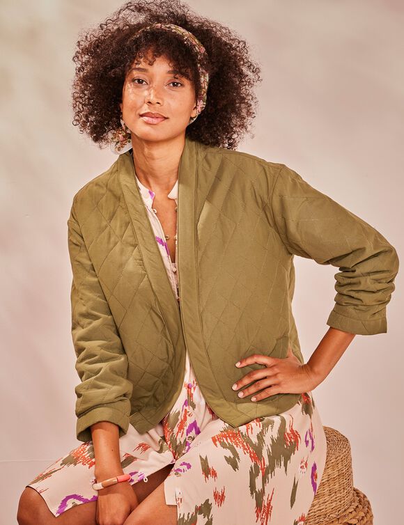 Veste matelassée col kimono (kaki)