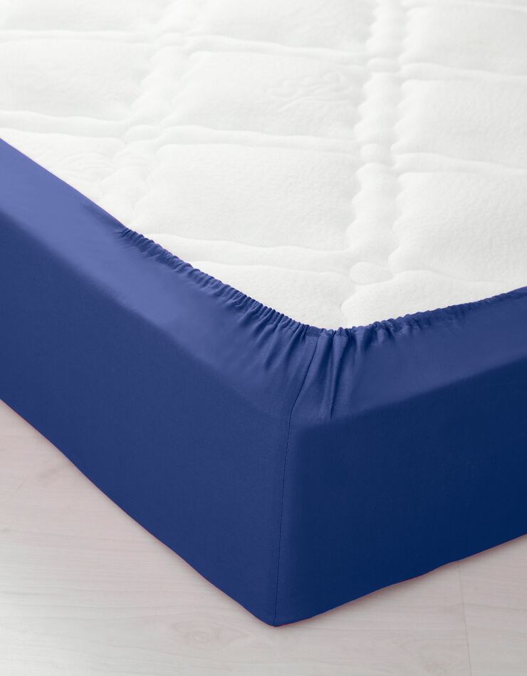 Linge de lit uni coton (marine)