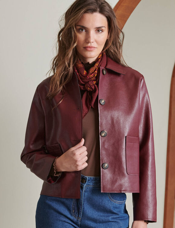 Veste boutonn&eacute;e (bordeaux)