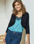 Effen bolero met 3/4-mouwen (zwart)
