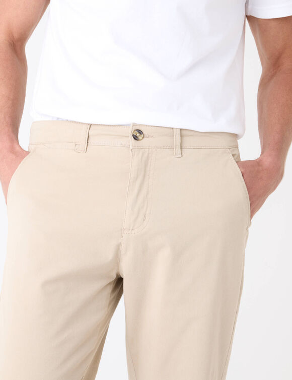 Pantalon chino ceinture arrondie sous le ventre (beige)