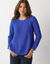 Pull évasé, maille anglaise toucher doux (bleu dur)