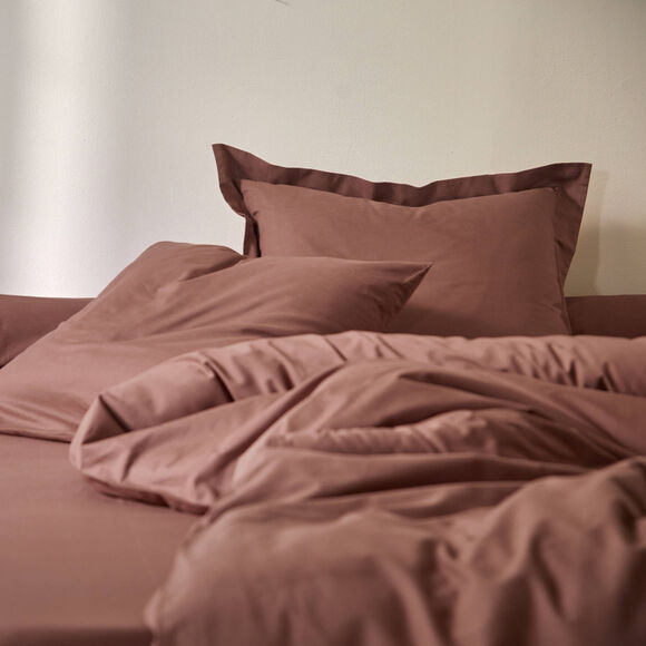 Effen bedlinnen in katoen (kaneel)