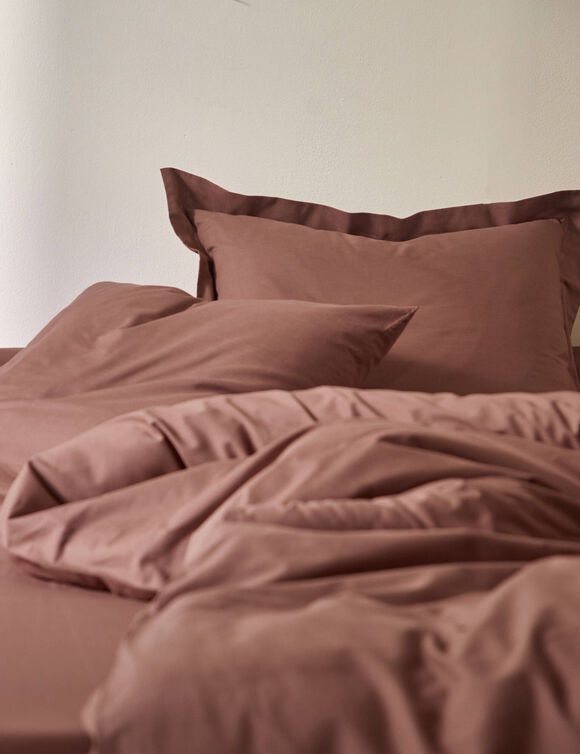 Linge de lit uni coton  (cannelle)