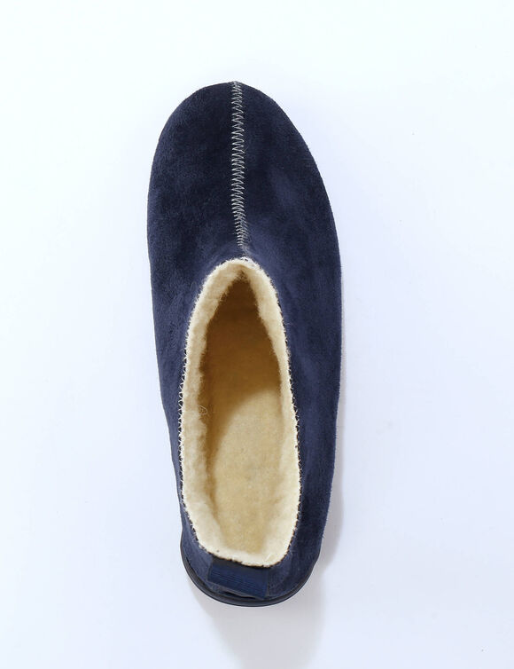 Chaussons bottillons fourr&eacute;s, su&eacute;dine (bleu)