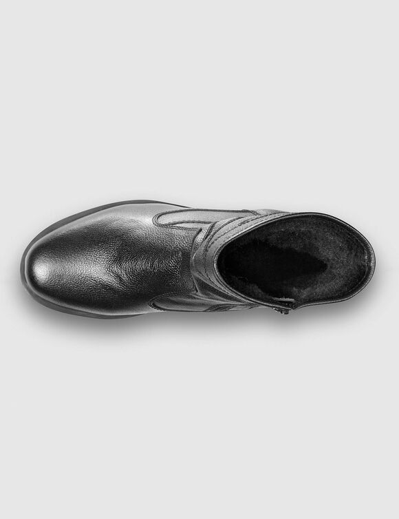 Botillons zippés cuir fourrés laine - jusqu'au 46 (noir)