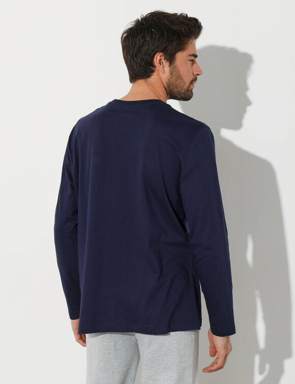 Tee-shirt de pyjama manches longues imprim&eacute; (marine)