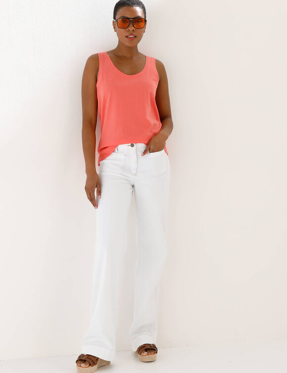 D&eacute;bardeur bretelles larges uni, coton (corail)