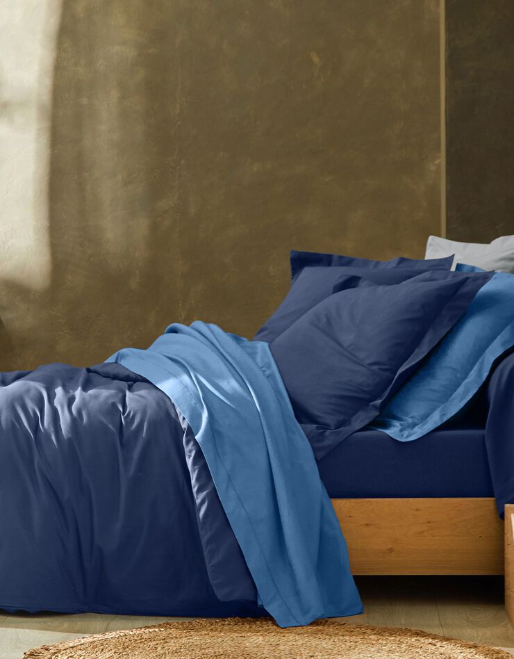 Linge de lit uni coton (marine)