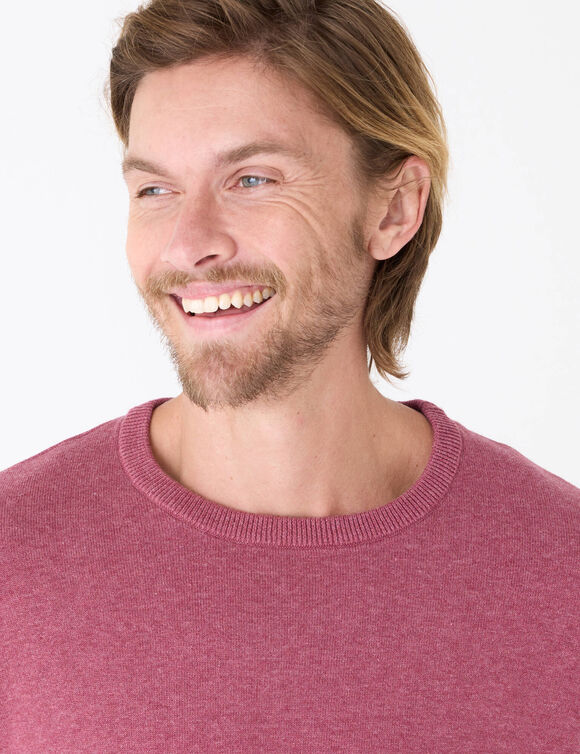 Pull pur coton col rond (rose fonc&eacute; chin&eacute;)