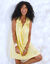 Robe fluide évasée sans manches unie (jaune)