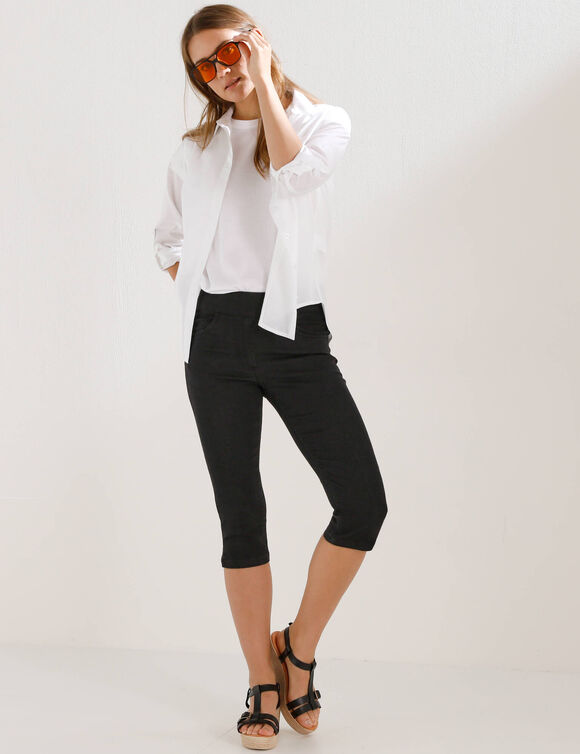 Corsaire fusel&eacute; ultra stretch, maille effet jean (black)