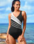 Maillot de bain 1 pi&egrave;ce &agrave; bandes (noir / blanc)