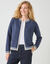 Cardigan bicolore, col rond (marine / ecru)