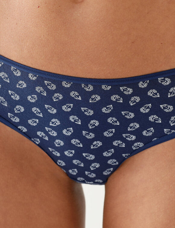 Culotte forme midi en coton extensible imprimé "fleurettes" - lot de 10 (marine / rose)