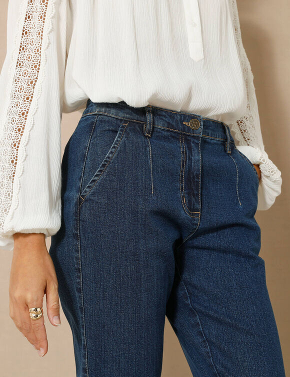 Jean coupe mom taille haute, stretch (stone)