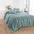 Effen katoenen plaid of sprei, ambachtelijk geweven (celadon)
