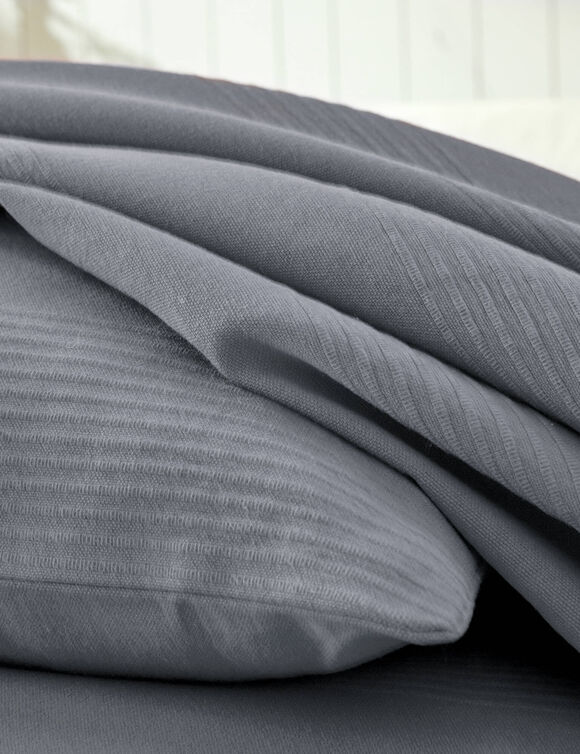 Jeté de lit uni tissé coton (gris anthracite)