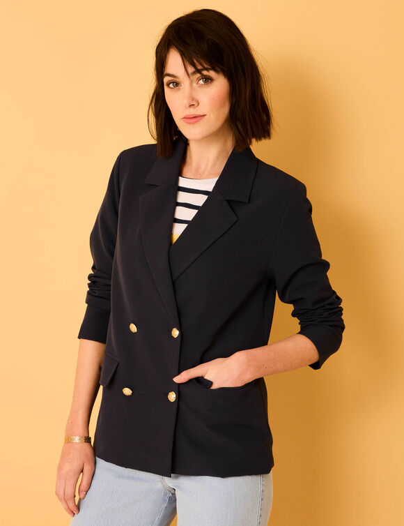 Veste blazer, boutonnage croisé (marine)
