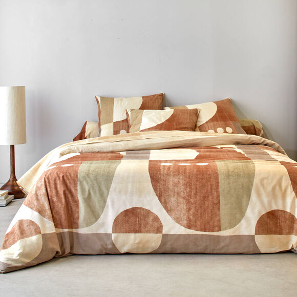 Linge de lit imprimé Alex coton (caramel)